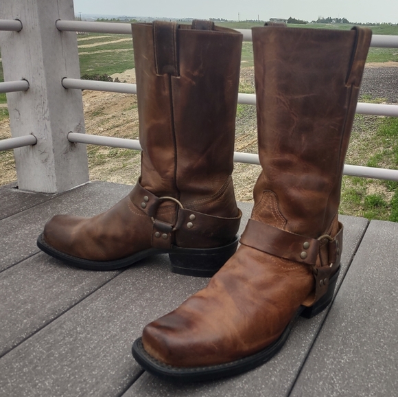 BROWN LEATHER BOULET HARNESS MOTORCYCLE BOOTS WOMENS 9.5 MENS 8.5 - Picture 4 of 15